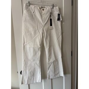 Liverpool Gia‎ Glider White Cropped Wide Leg Sailor Button Pants Womens Size 12